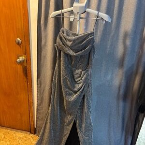 Chic Metallic Gray Maxi Dress